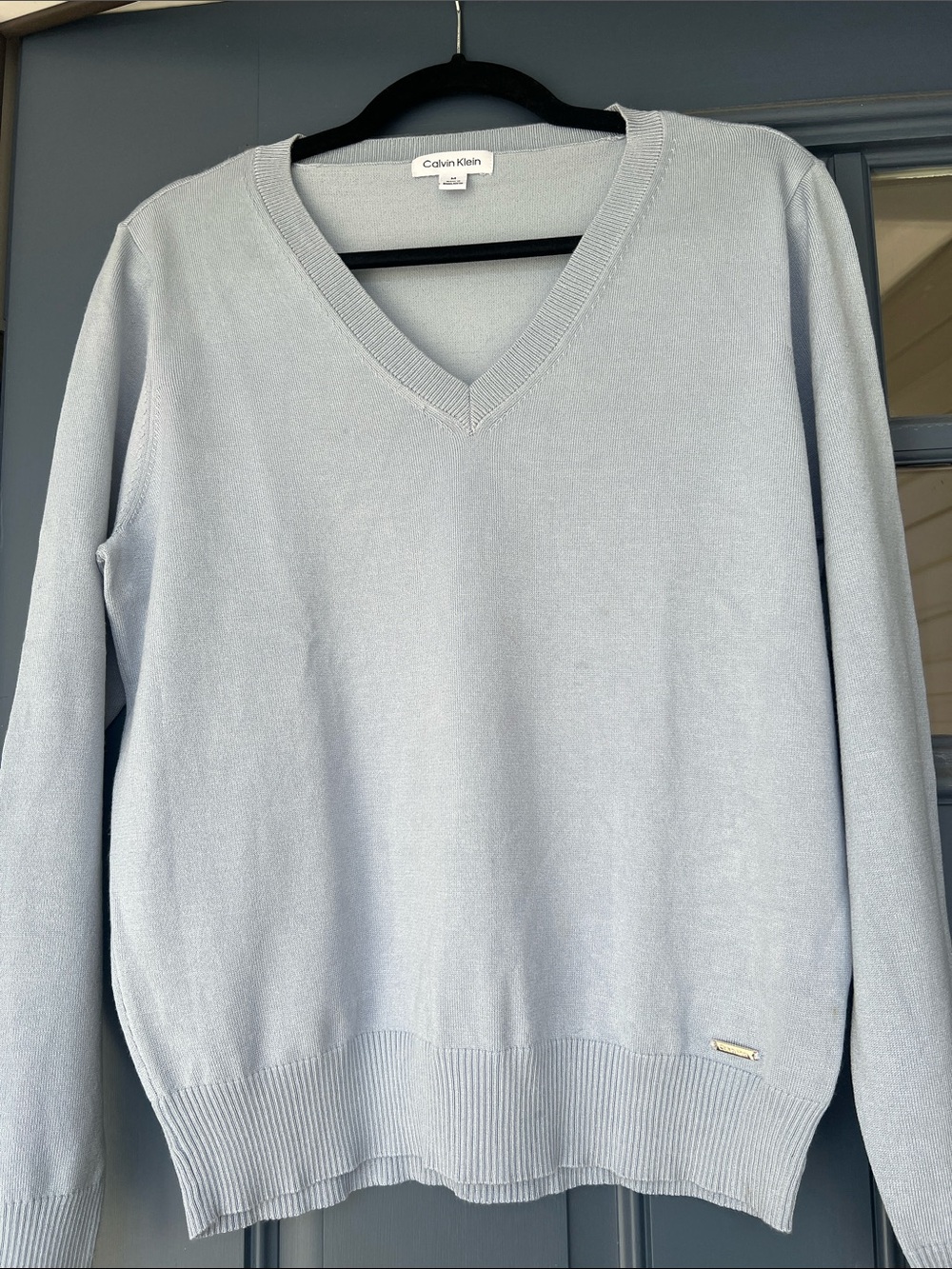 Calvin Klein Men’s Pale Blue V-Neck Sweater